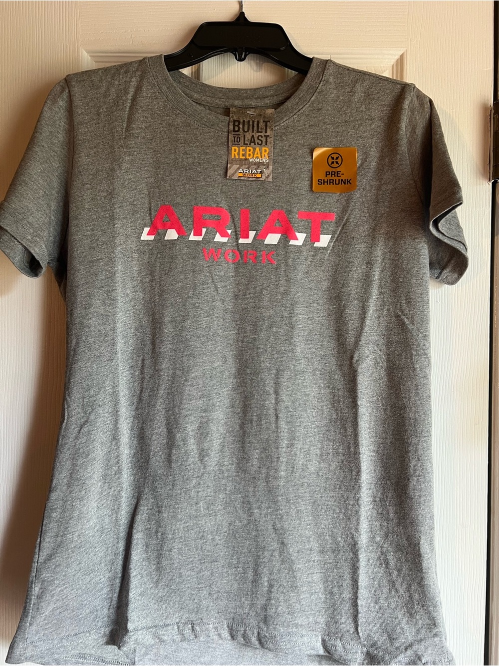 Ariat Gray Tee with Yellow Rebar Logo